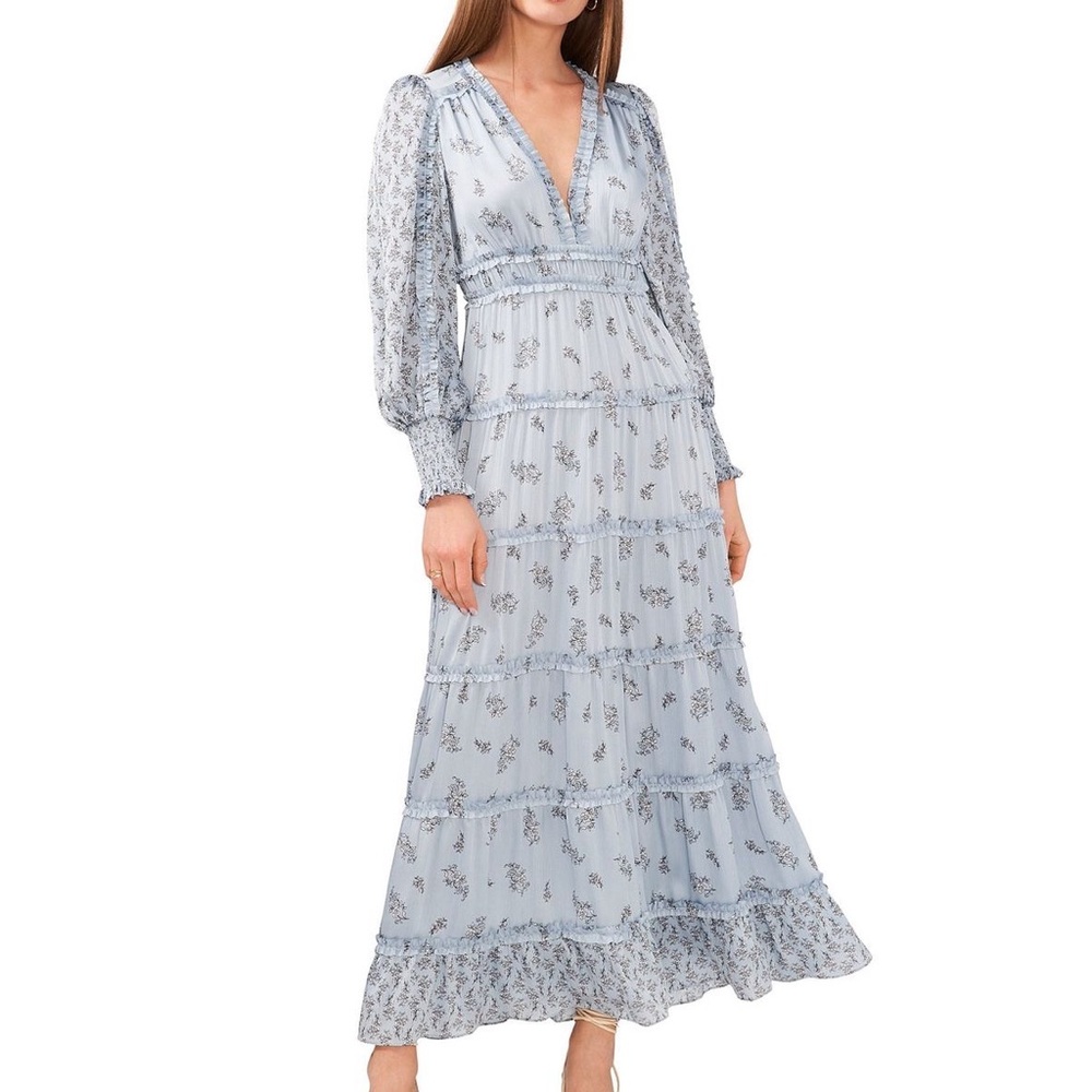 Chelsea & Violet Maxi long sleeve Blue floral gown